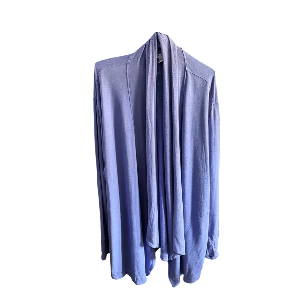 Athleta Womens Pranayama Wrap Cardigan Blue Open Front Draped Sweater Thumbholes